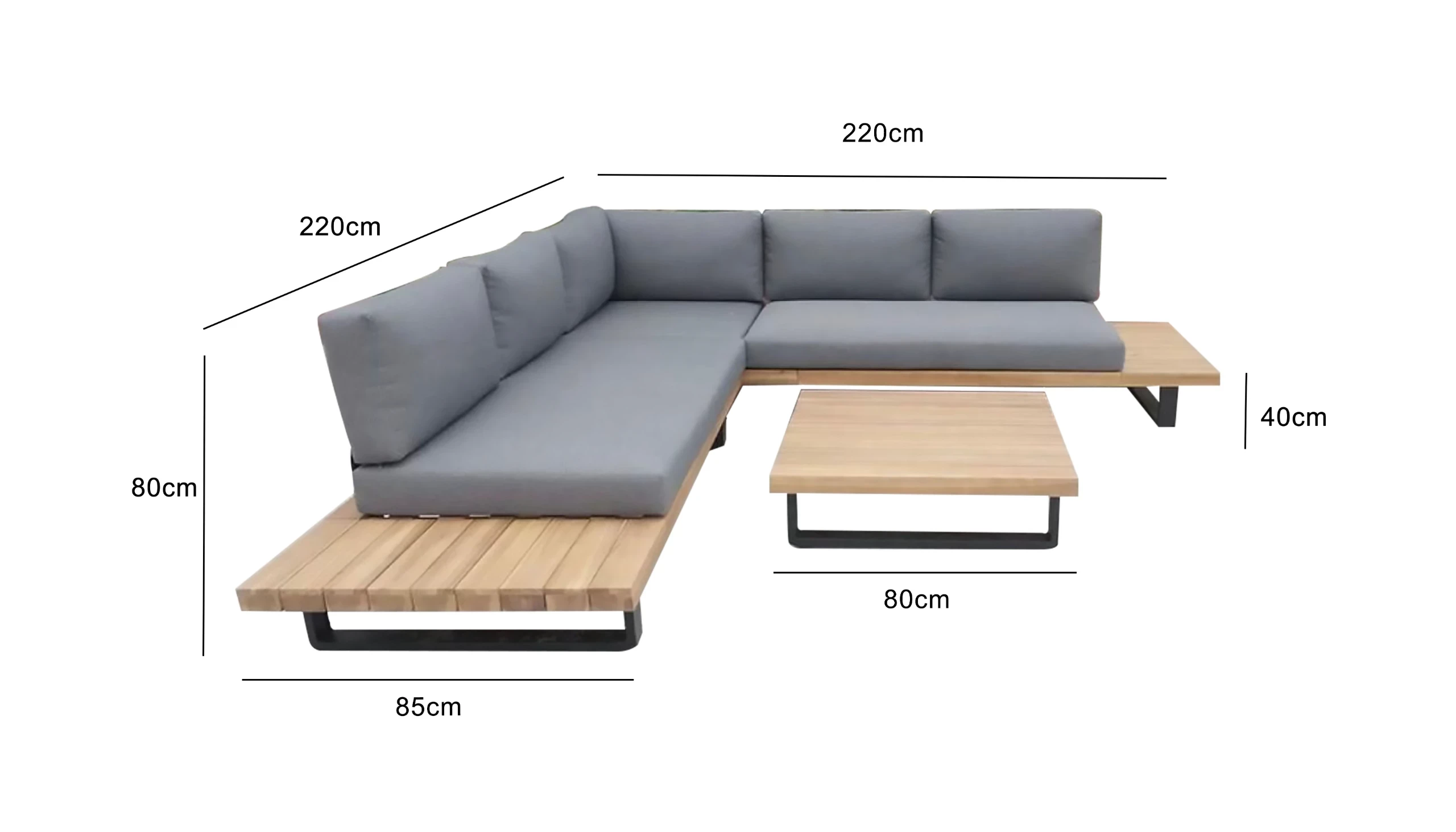 cal.sof.04 - L Sofa with side table - wood - steel