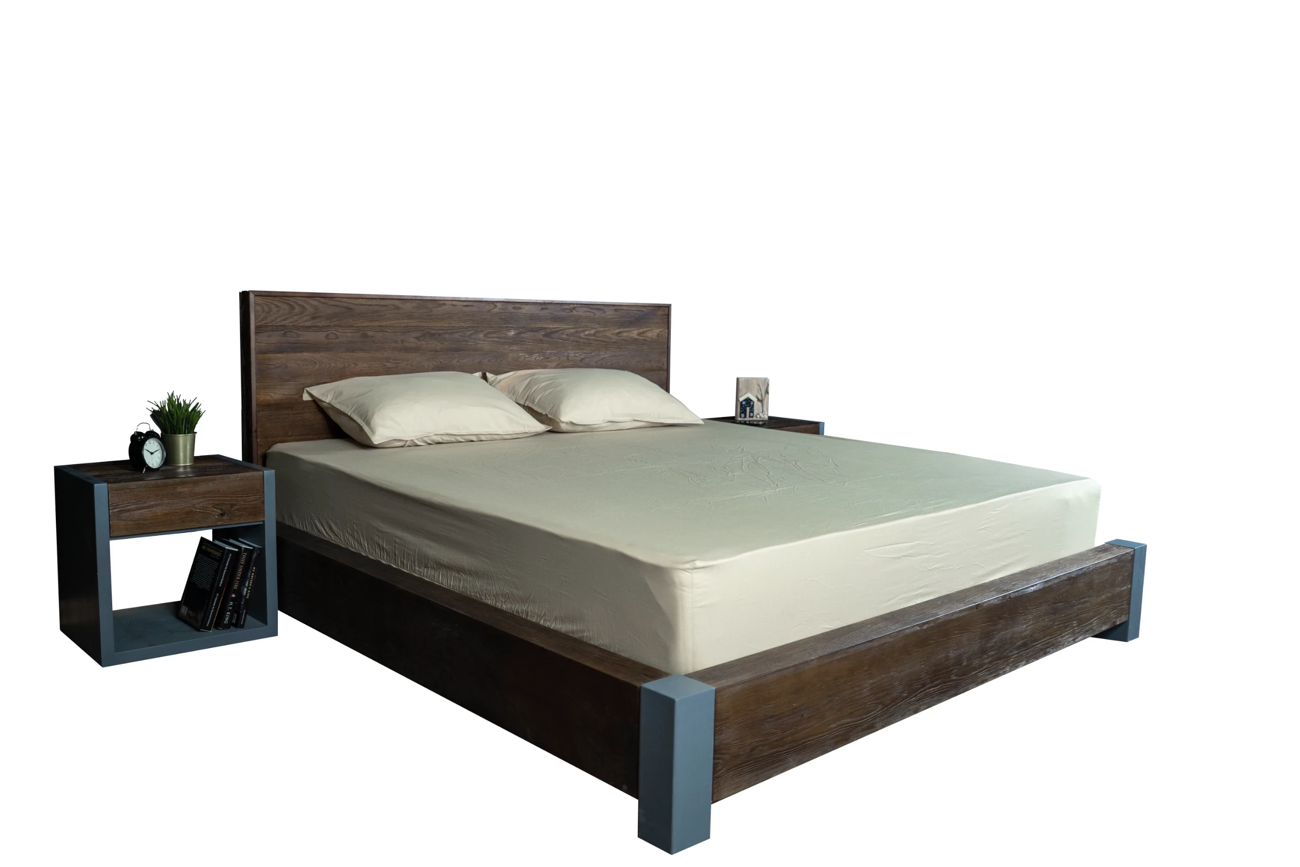 cal.bed.02-Bed 160cm - mosky wood - steel