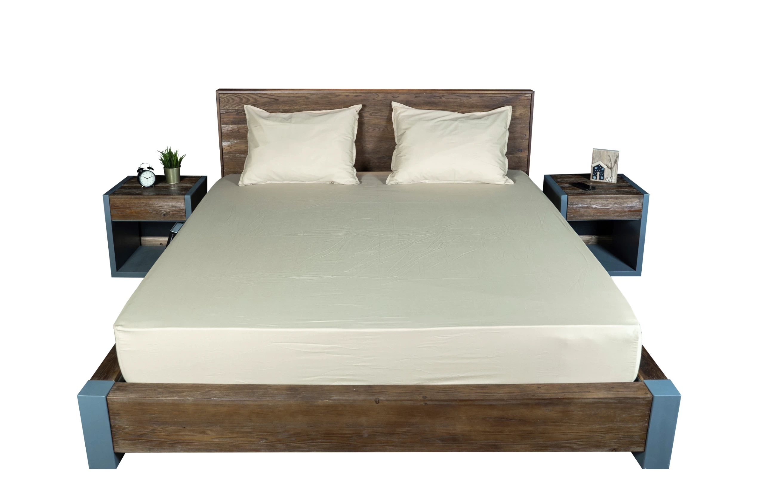 cal.bed.02-Bed 160cm - mosky wood - steel