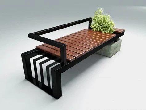 cal.grd.01- outdoor Bench -  wood - lron