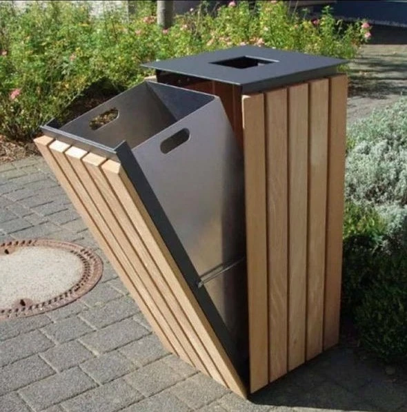 cal.grd.13 - Trash Bin - wood - lron