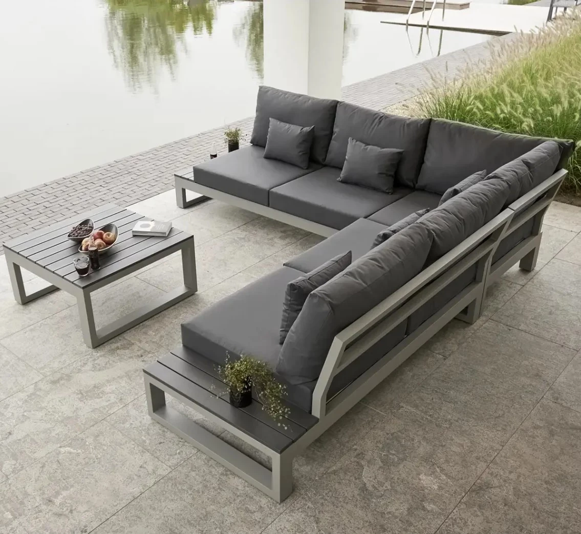 cal.sof.86 - Set of Outdoor L-shape sofa with table